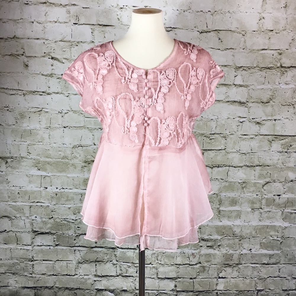 Pretty Angel Pink Boho Top (Size S) NWT